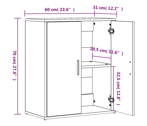 Aparador de madera de ingeniería 2 uds negro 60x31x70 cm