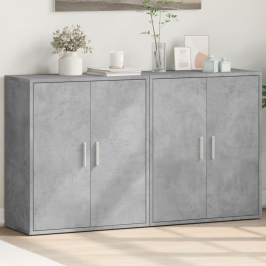 Aparador de madera ingeniería 2 uds gris hormigón 60x31x70 cm