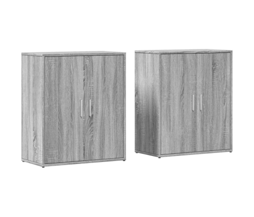 Aparador de madera de ingeniería 2 uds gris Sonoma 60x31x70 cm