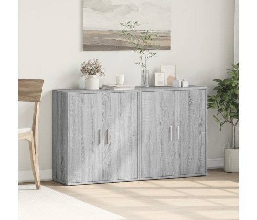 Aparador de madera de ingeniería 2 uds gris Sonoma 60x31x70 cm