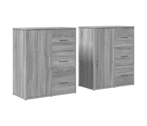 Aparador de madera de ingeniería 2 uds gris Sonoma 60x31x70 cm