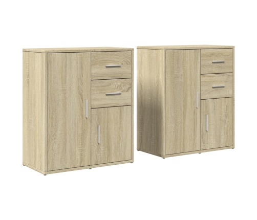 Aparador de madera de ingeniería 2 uds roble Sonoma 60x31x70 cm