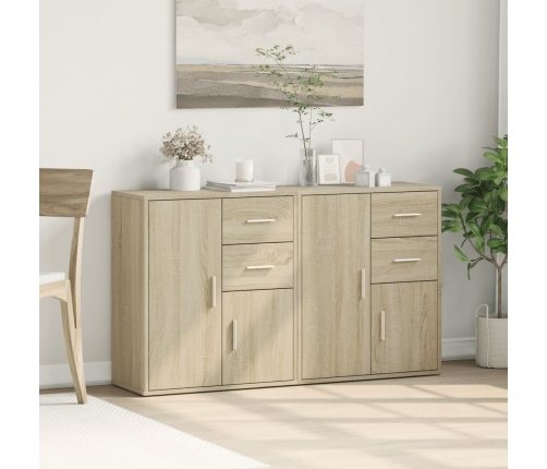 Aparador de madera de ingeniería 2 uds roble Sonoma 60x31x70 cm