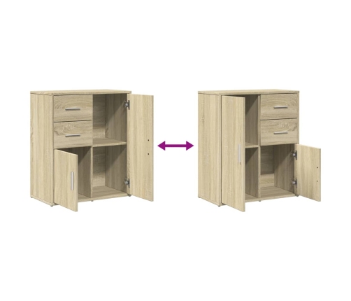 Aparador de madera de ingeniería 2 uds roble Sonoma 60x31x70 cm