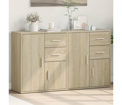 Aparador de madera de ingeniería 2 uds roble Sonoma 60x31x70 cm