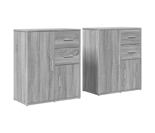 Aparador de madera de ingeniería 2 uds gris Sonoma 60x31x70 cm
