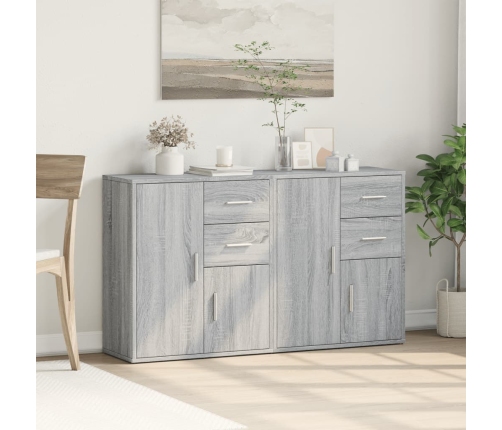 Aparador de madera de ingeniería 2 uds gris Sonoma 60x31x70 cm