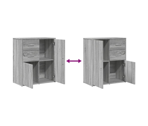 Aparador de madera de ingeniería 2 uds gris Sonoma 60x31x70 cm