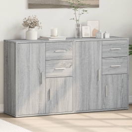 Aparador de madera de ingeniería 2 uds gris Sonoma 60x31x70 cm