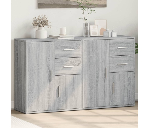 Aparador de madera de ingeniería 2 uds gris Sonoma 60x31x70 cm