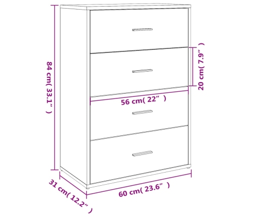 Aparadores 2 uds madera de ingeniería roble Sonoma 60x31x84 cm