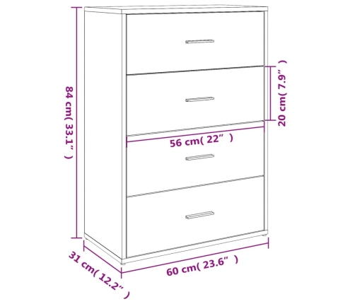 Aparadores 2 uds madera de ingeniería gris Sonoma 60x31x84 cm