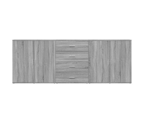 Aparadores 3 uds madera contrachapada gris Sonoma