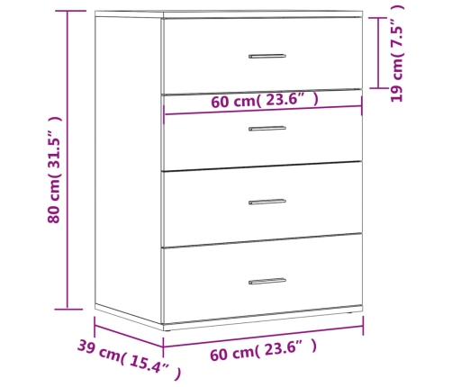 Aparadores 2 uds madera de ingeniería roble Sonoma 60x39x80 cm