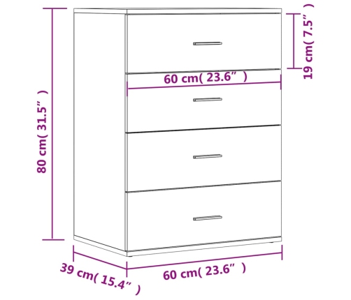 Aparadores 2 uds madera de ingeniería gris hormigón 60x39x80 cm