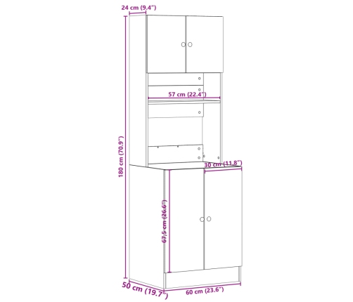 Mueble de cocina madera ingeniería roble ahumado 60x50x180 cm