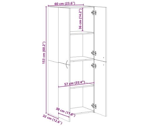 Armario archivador madera de ingeniería negro 60x32x153 cm