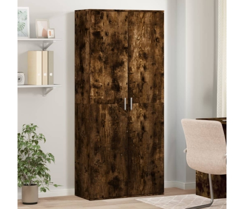 Aparador alto madera de ingeniería roble ahumado 80x35x180 cm