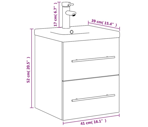 Mueble de baño con lavabo integrado roble Sonoma