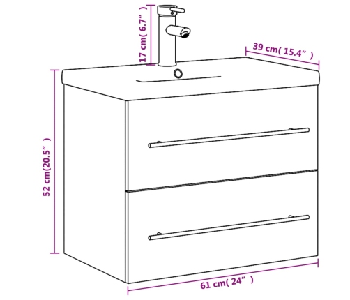 Mueble de baño con lavabo integrado negro