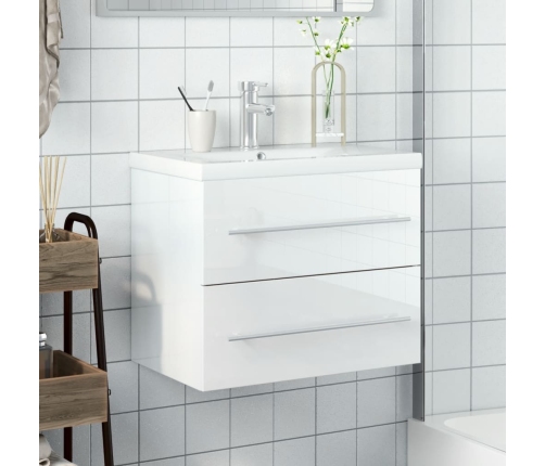 Mueble de baño con lavabo integrado blanco brillo