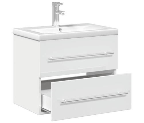 Mueble de baño con lavabo integrado blanco brillo