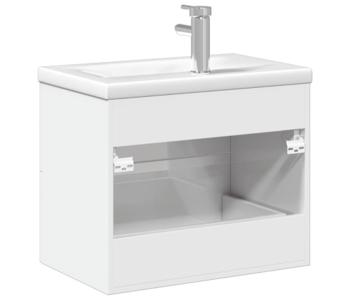 Mueble de baño con lavabo integrado blanco brillo