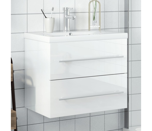 Mueble de baño con lavabo integrado blanco brillo