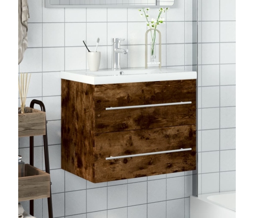 Mueble de baño con lavabo integrado roble ahumado