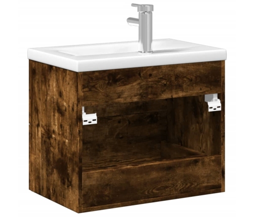 Mueble de baño con lavabo integrado roble ahumado