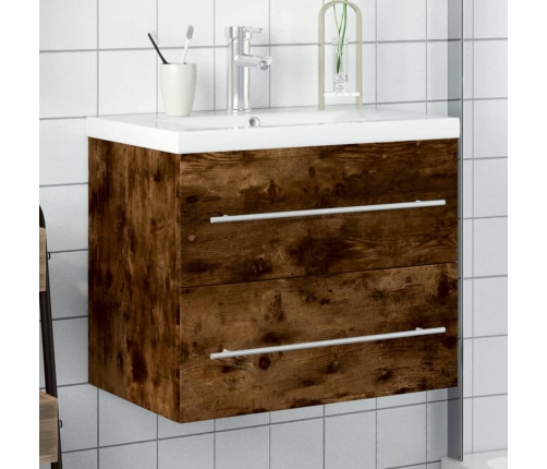 Mueble de baño con lavabo integrado roble ahumado