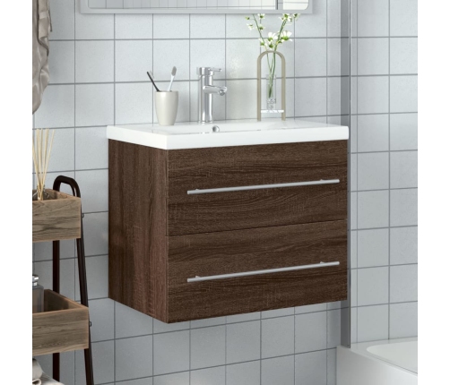 Mueble de baño con lavabo integrado marrón roble