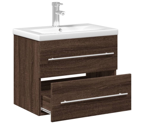 Mueble de baño con lavabo integrado marrón roble