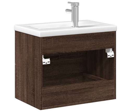 Mueble de baño con lavabo integrado marrón roble