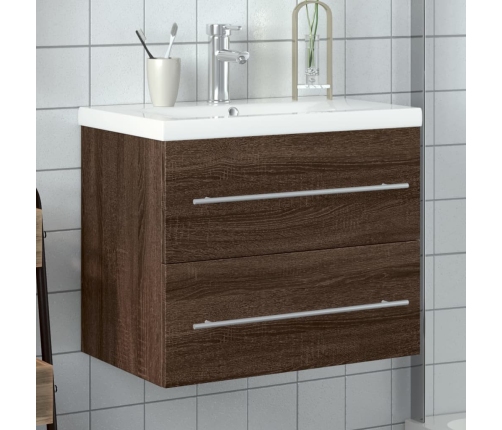 Mueble de baño con lavabo integrado marrón roble