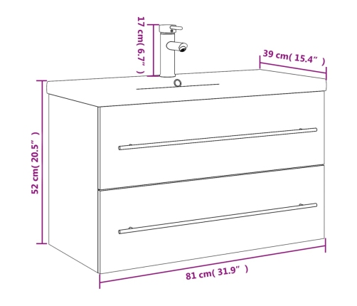 Mueble de baño con lavabo integrado blanco