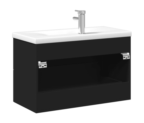 Mueble de baño con lavabo integrado negro