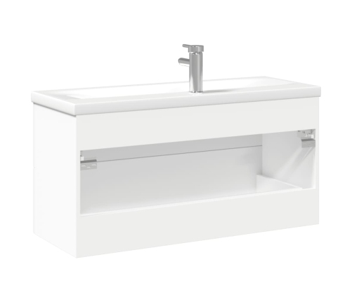 Mueble de baño con lavabo integrado blanco