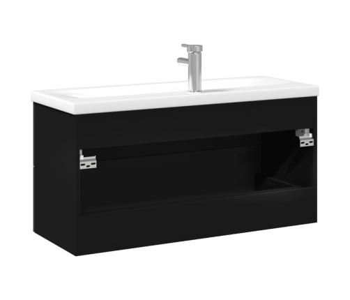 Mueble de baño con lavabo integrado negro