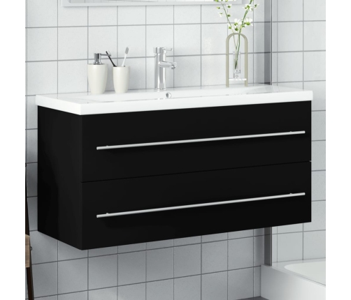 Mueble de baño con lavabo integrado negro