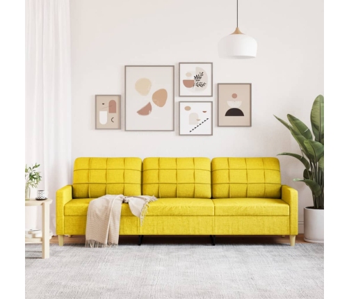 vidaXL Sofá de 3 plazas de tela amarillo claro 210 cm