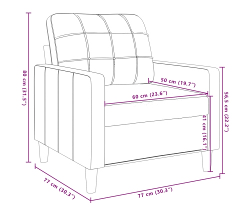 Sillón de terciopelo gris oscuro 60 cm