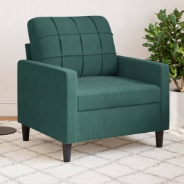 Sillón de terciopelo verde oscuro 60 cm