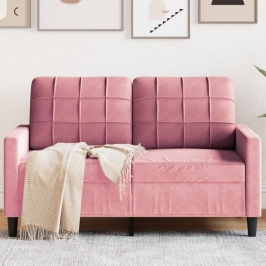 Sofá de 2 plazas terciopelo rosa 120 cm