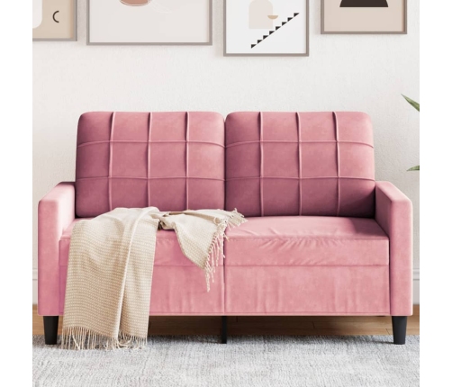 Sofá de 2 plazas terciopelo rosa 120 cm