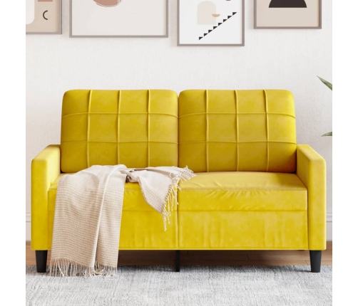 Sofá de 2 plazas terciopelo amarillo 120 cm