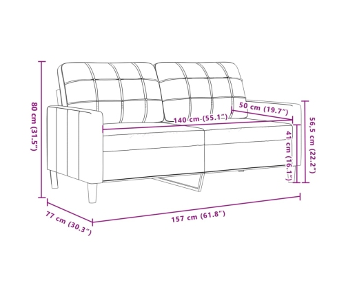 Sofá de 2 plazas terciopelo rosa 140 cm