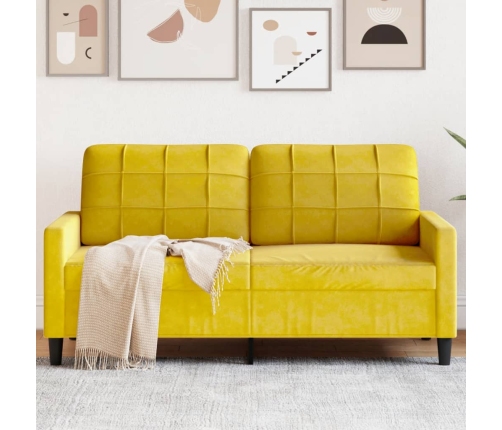 Sofá de 2 plazas terciopelo amarillo 140 cm