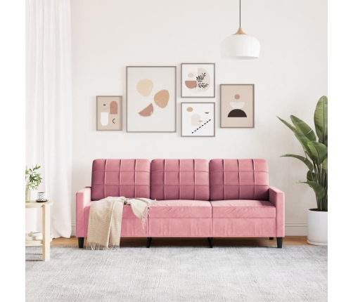 Sofá de 3 plazas terciopelo rosa 180 cm