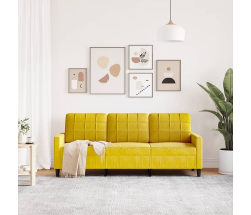 Sofá de 3 plazas terciopelo amarillo 180 cm